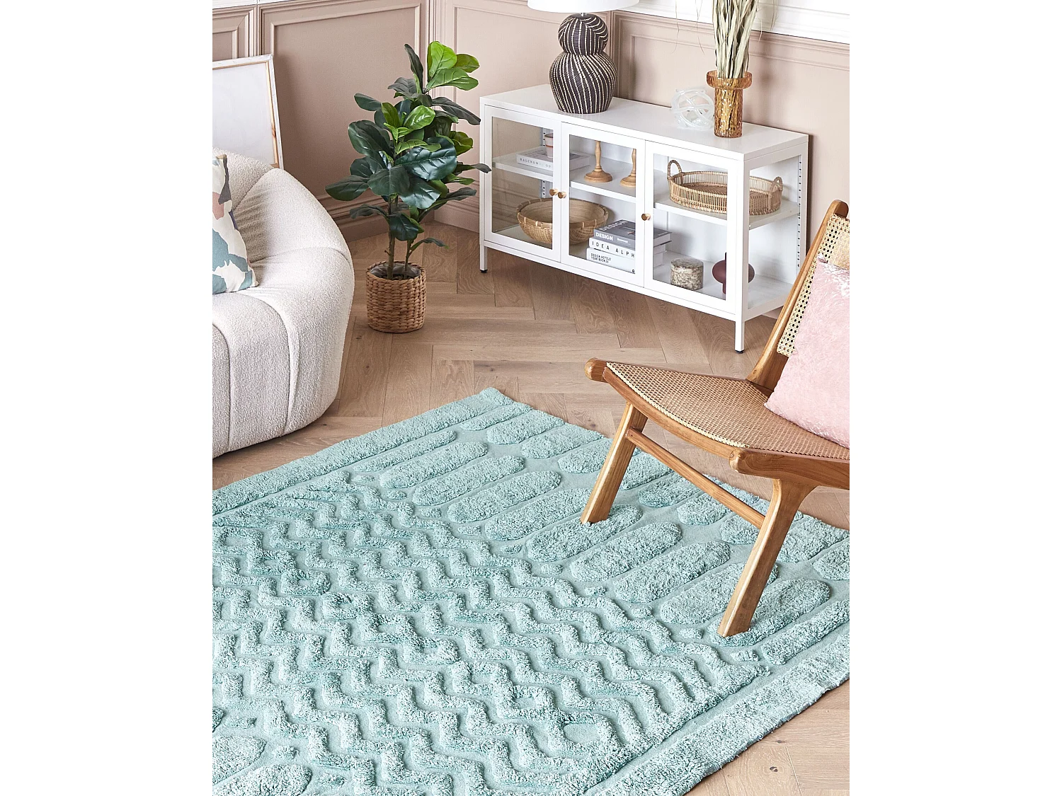 Tapis SIRNAK Vert menthe 160 x 230 cm Coton