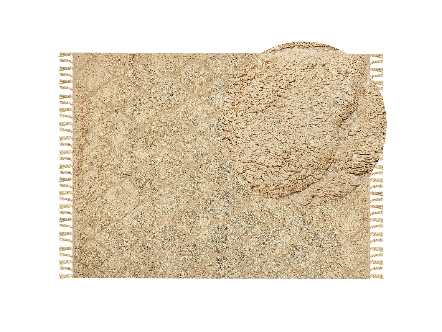 Rug SANLIURFA Sand Beige 160 x 230 cm Cotton