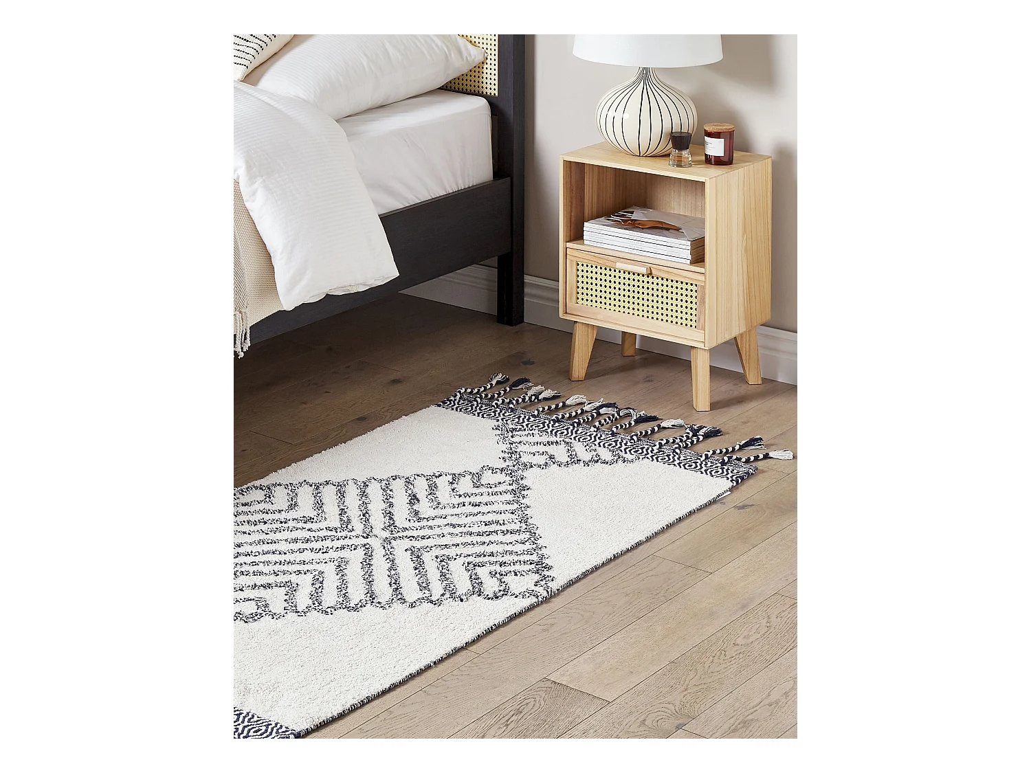 Dywan bawełniany 80 x 150 cm biało-czarny ERAY