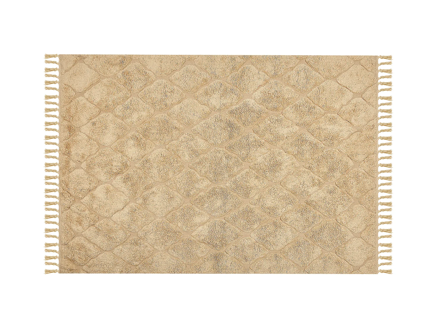 Teppich Baumwolle beige mit Fransen geometrisches Muster 140 x 200 cm Sanliurfa
