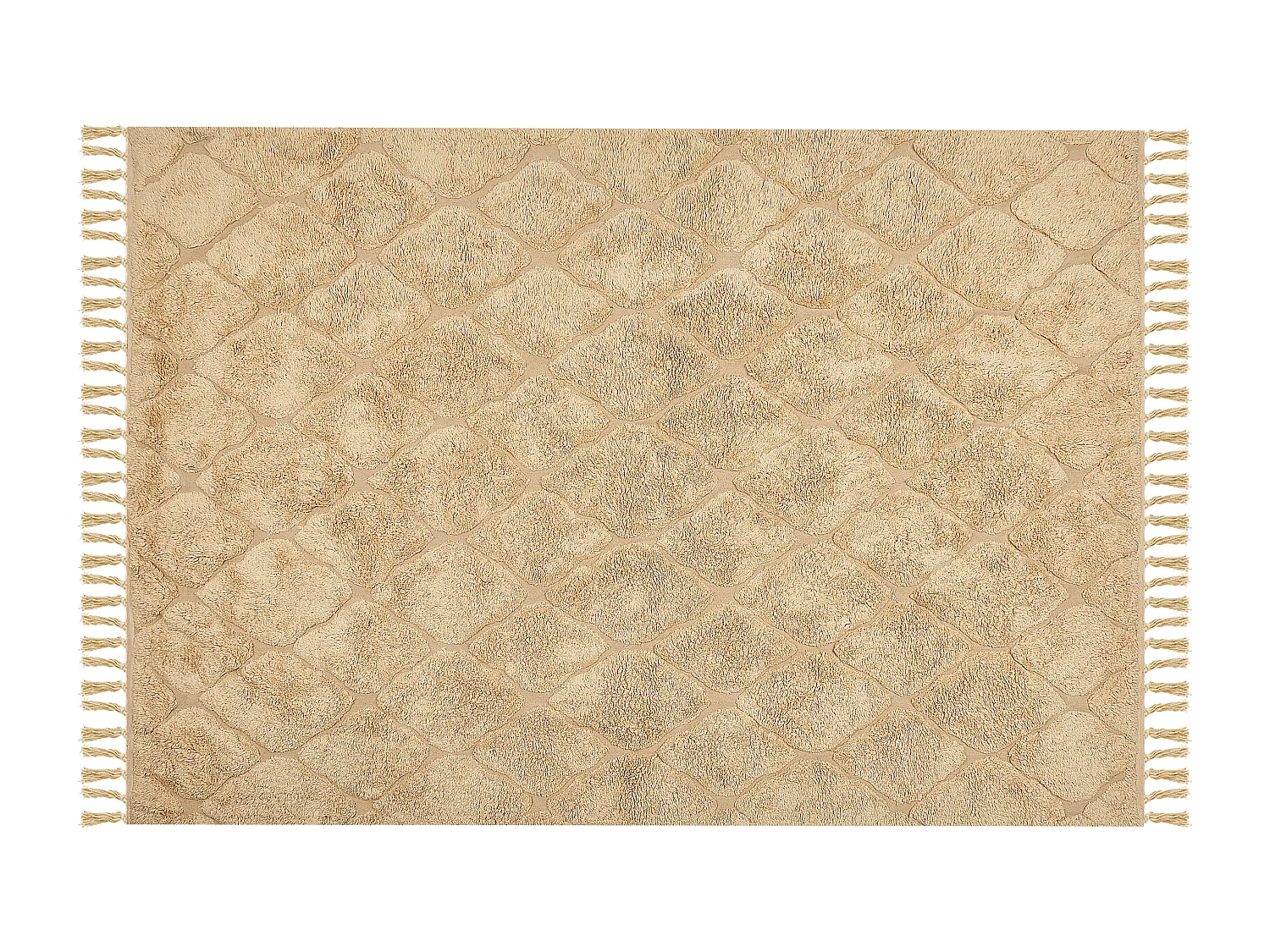 Teppich Baumwolle beige mit Fransen geometrisches Muster 140 x 200 cm Sanliurfa