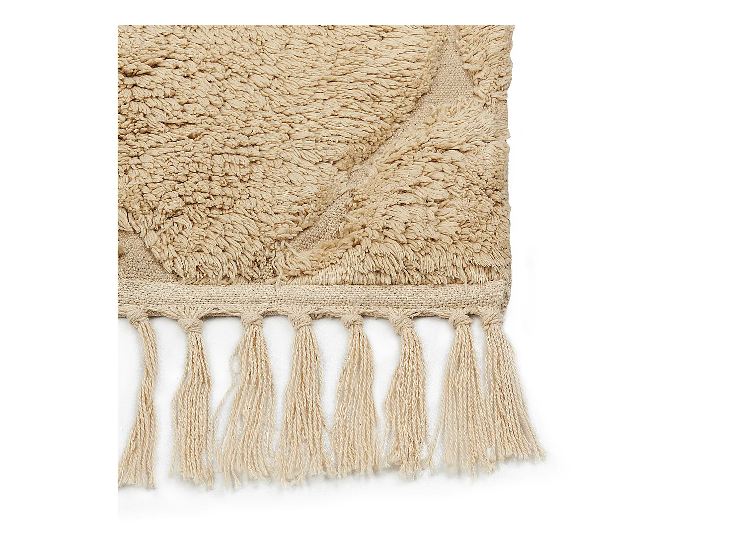 Teppich Baumwolle beige mit Fransen geometrisches Muster 80 x 150 cm Sanliurfa