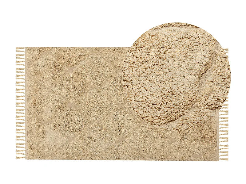 Tapis SANLIURFA Beige sable 80 x 150 cm Coton
