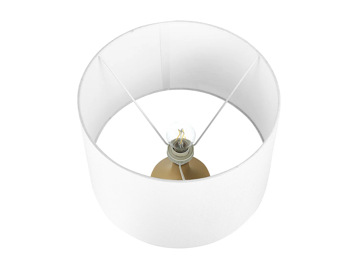 Tischlampe Keramik Lackiert Basis Leinwand Schirm Wohnzimmer Beige und Grau Calvas