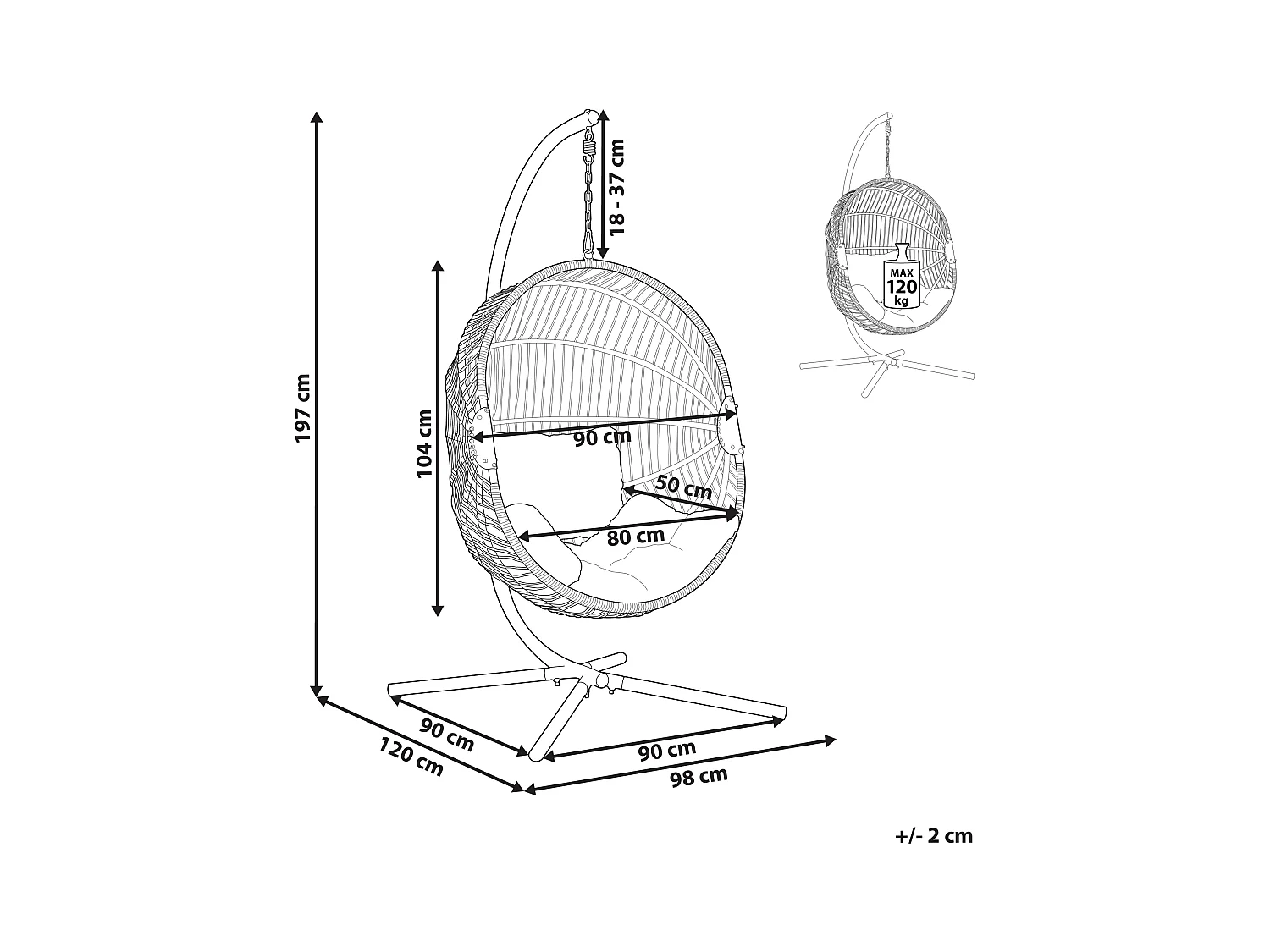 Silla colgante con soporte ACRI Beige