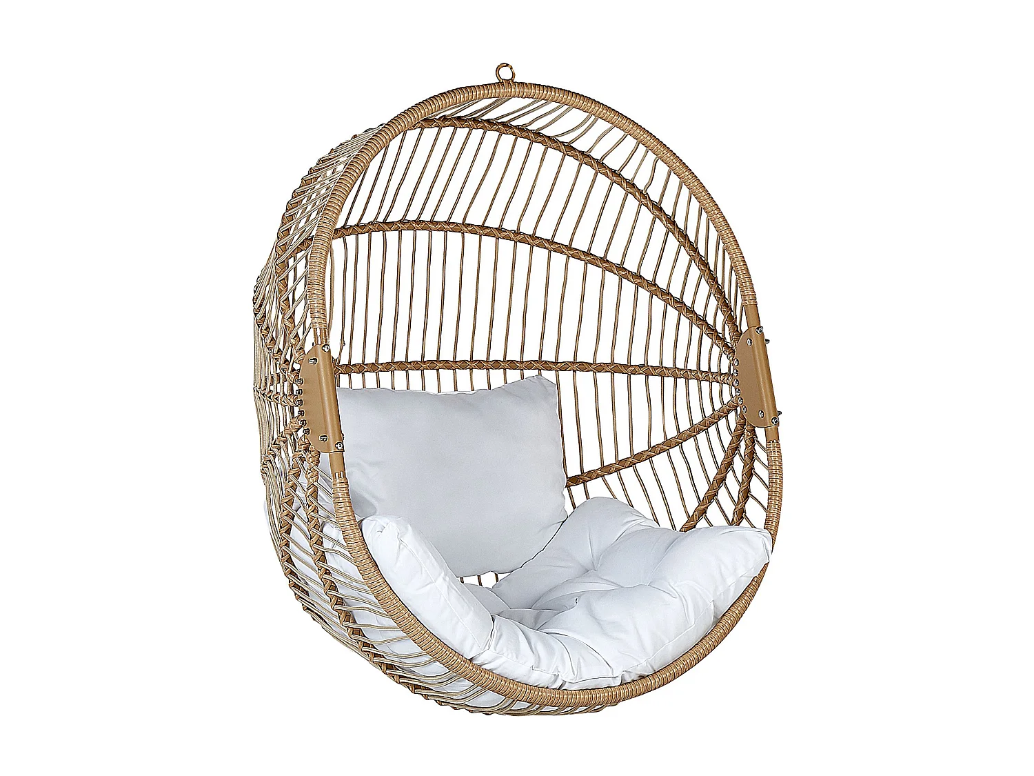 Hängesessel aus beige Rattan mit Metallgestell Acri
