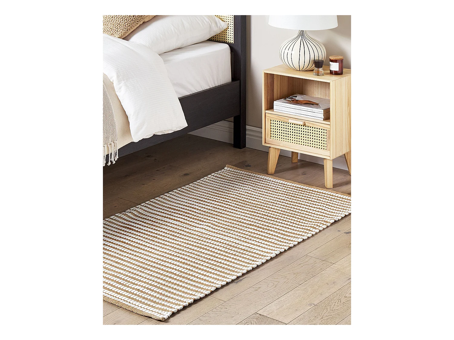 Dywan bawełniany 80 x 150 cm biały z brązowym SOFULU