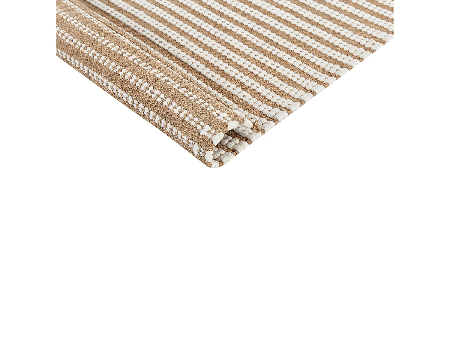 Teppich Baumwolle braun / weiss 80 x 150 cm Streifenmuster Kurzflor SOFULU