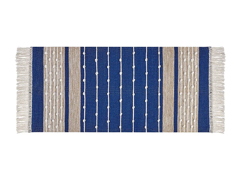 Vloerkleed katoen blauw/beige 80 x 150 cm KONDHALI