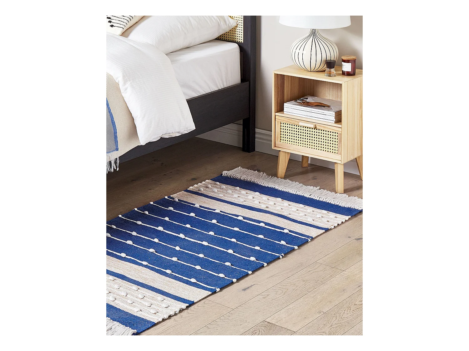 Vloerkleed katoen blauw/beige 80 x 150 cm KONDHALI