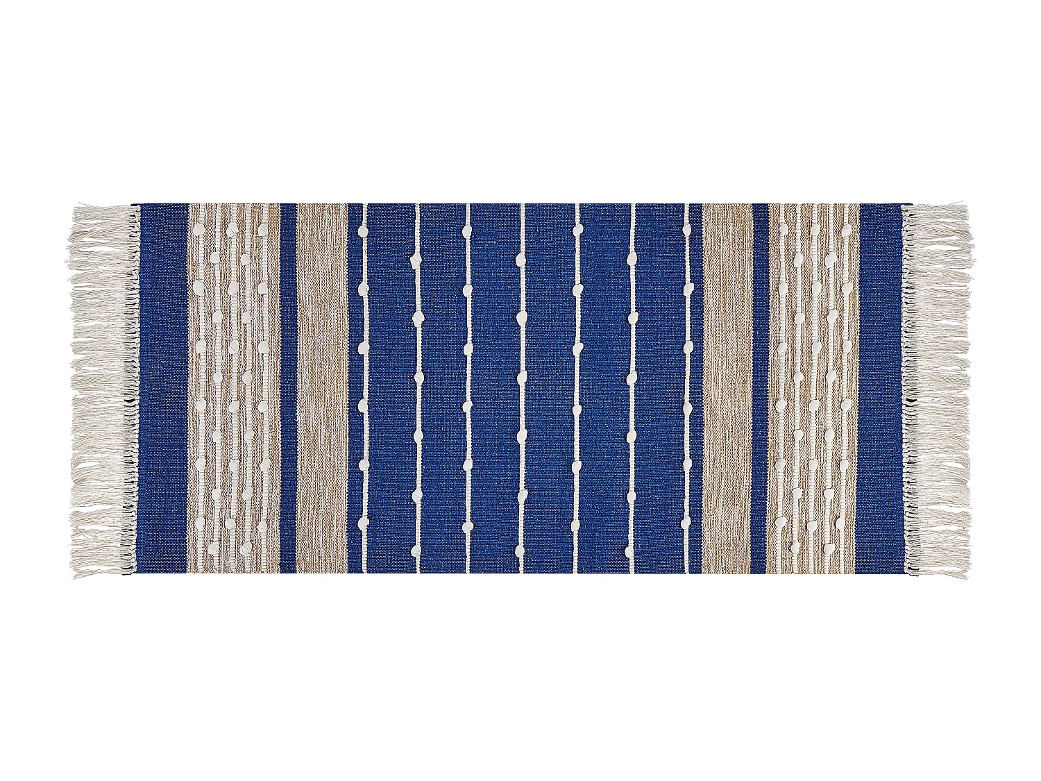 Teppich Baumwolle marineblau / beige 80 x 150 cm Streifenmuster Kurzflor KONDHALI