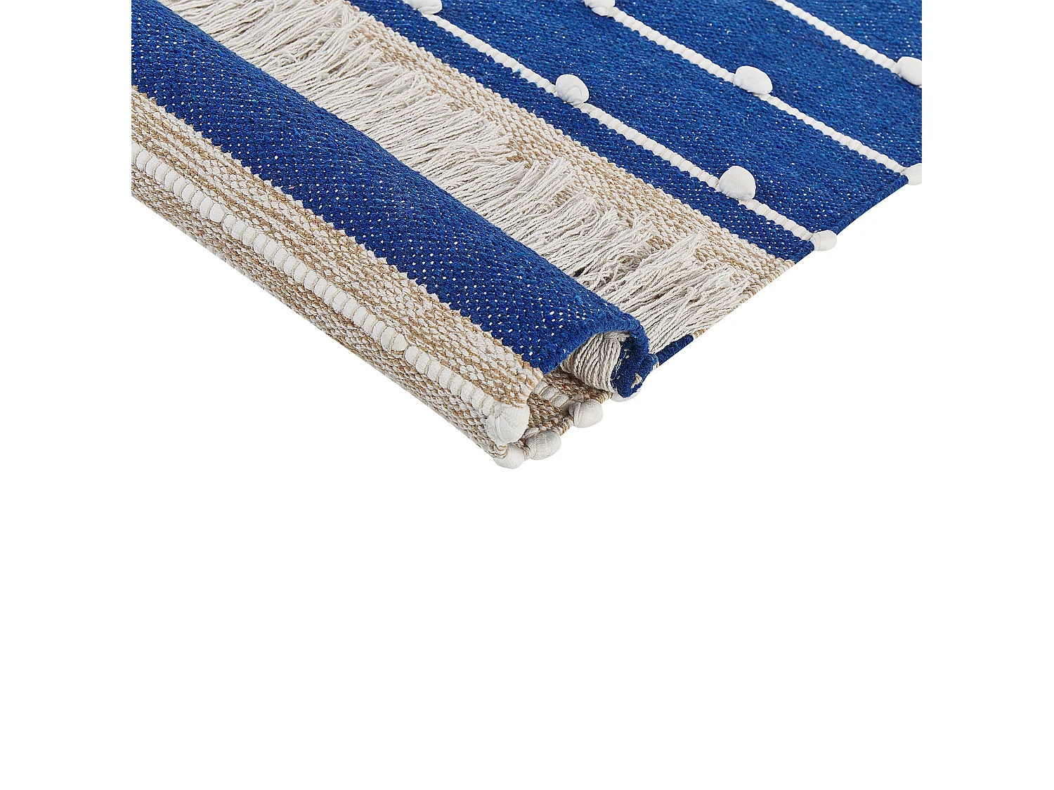 Teppich Baumwolle marineblau / beige 80 x 150 cm Streifenmuster Kurzflor KONDHALI