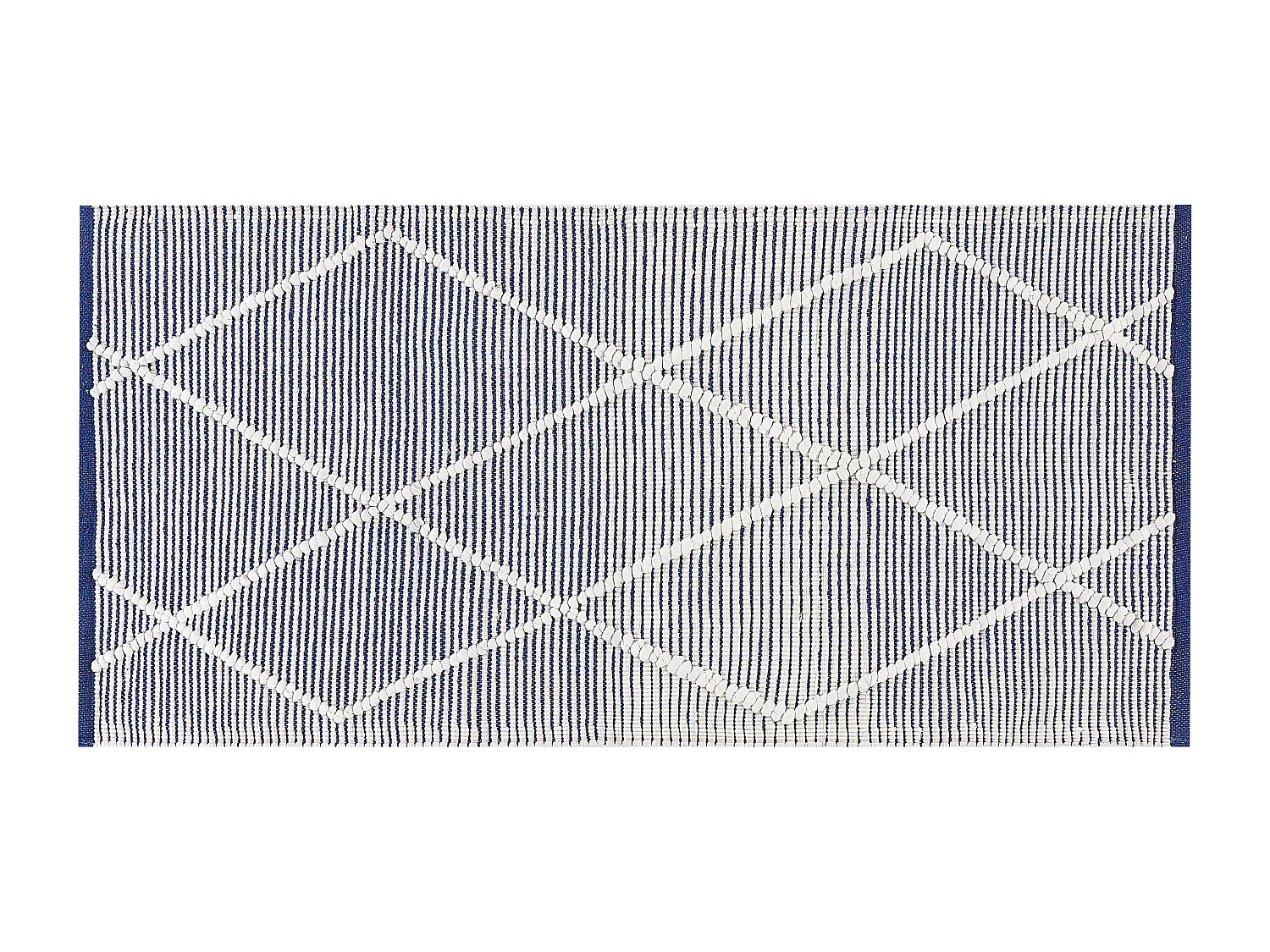 Teppich Baumwolle blau / weiss 80 x 150 cm geometrisches Muster Kurzflor SYNOPA