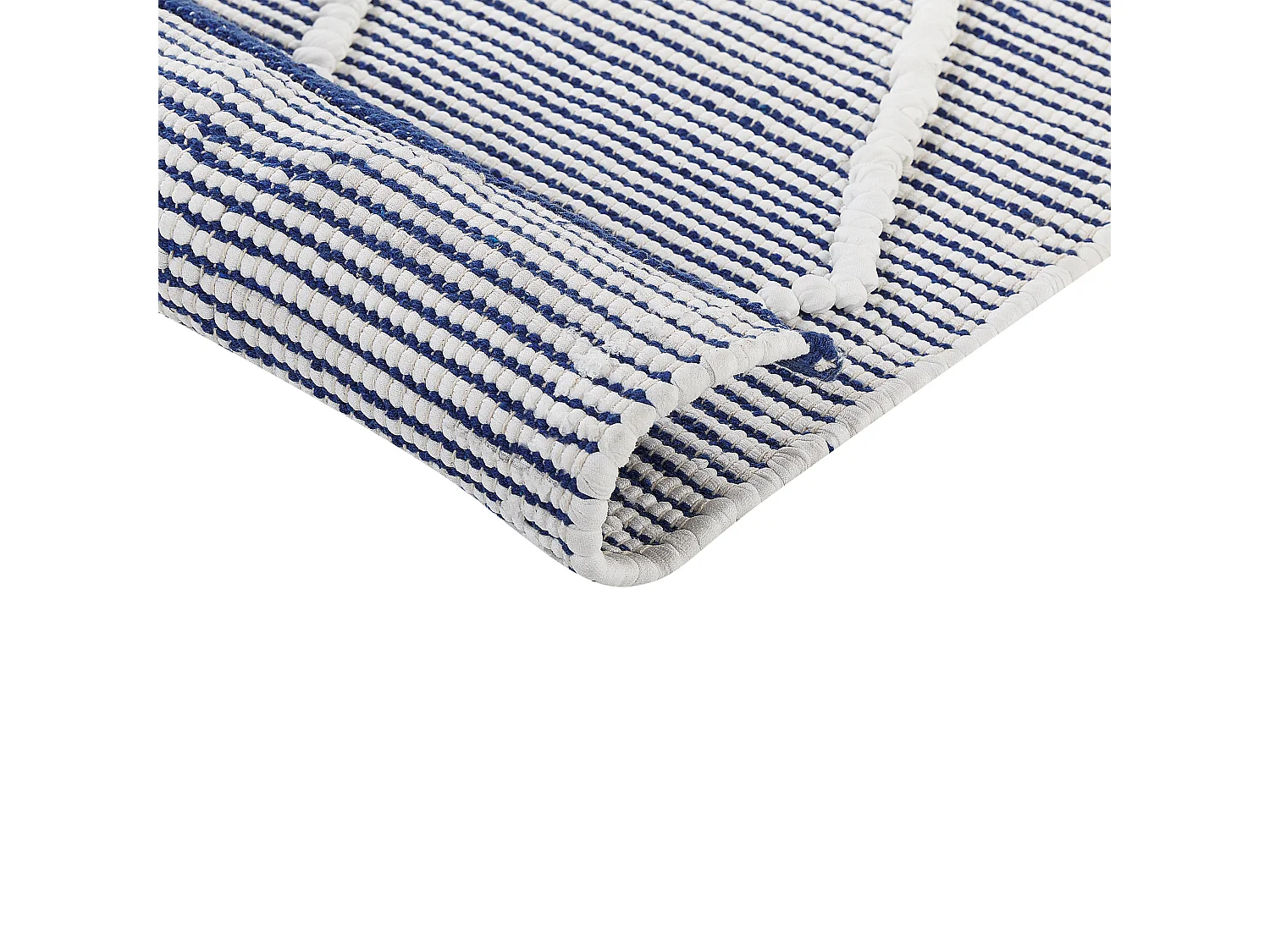 Teppich Baumwolle blau / weiss 80 x 150 cm geometrisches Muster Kurzflor SYNOPA