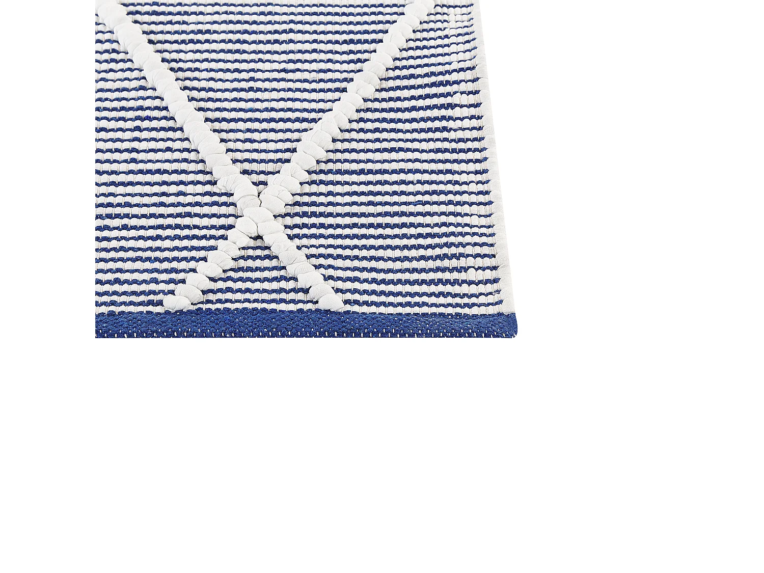 Teppich Baumwolle blau / weiss 80 x 150 cm geometrisches Muster Kurzflor SYNOPA