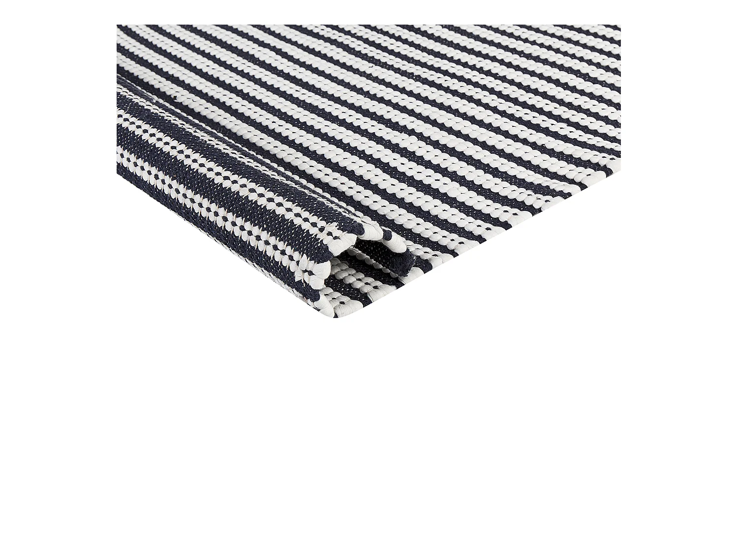 Teppich Läufer Baumwolle blau / weiß Streifenmuster 80 x 150 cm Modern Sofulu