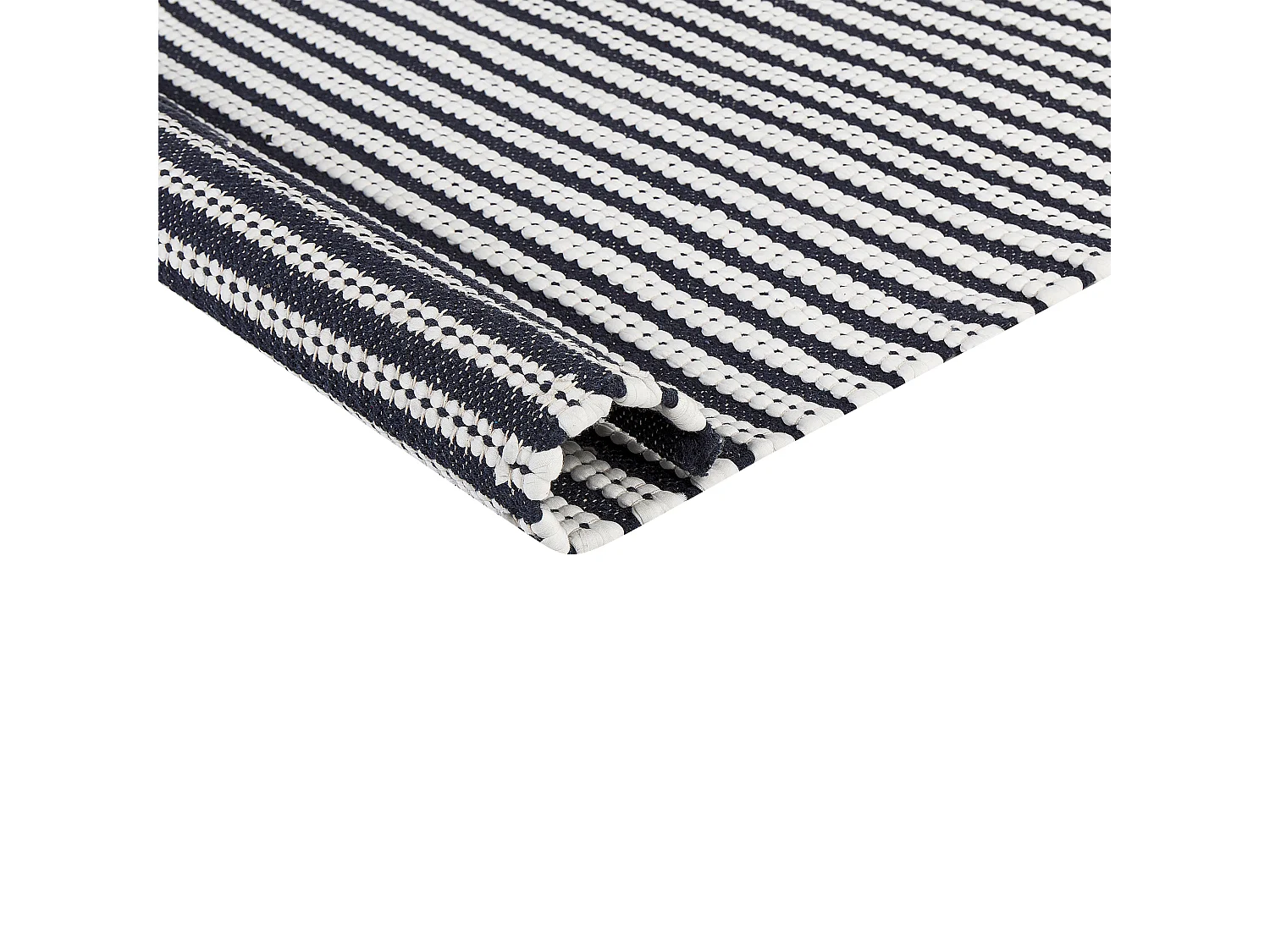 Teppich Baumwolle marineblau / weiss 80 x 150 cm Streifenmuster Kurzflor SOFULU