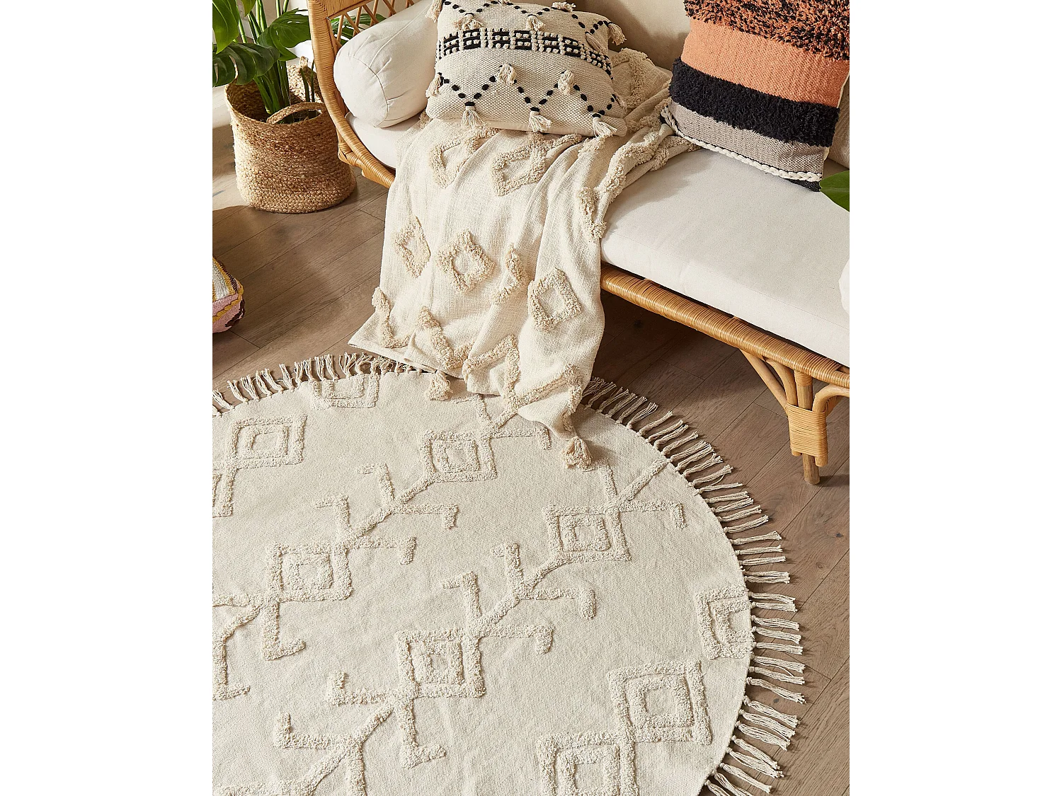 Tapis HARRAN Beige clair ø 140 cm Coton