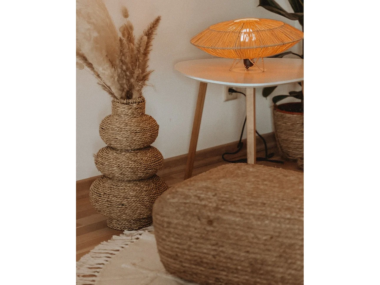 Teppich Baumwolle beige ø 140 cm Kurzflor HARRAN