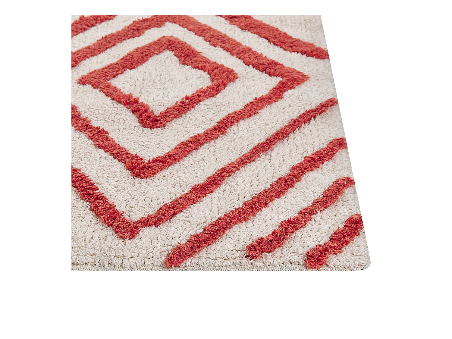Teppich Baumwolle weiß / rot geometrisches Muster 160 x 230 cm Modern Haskoy