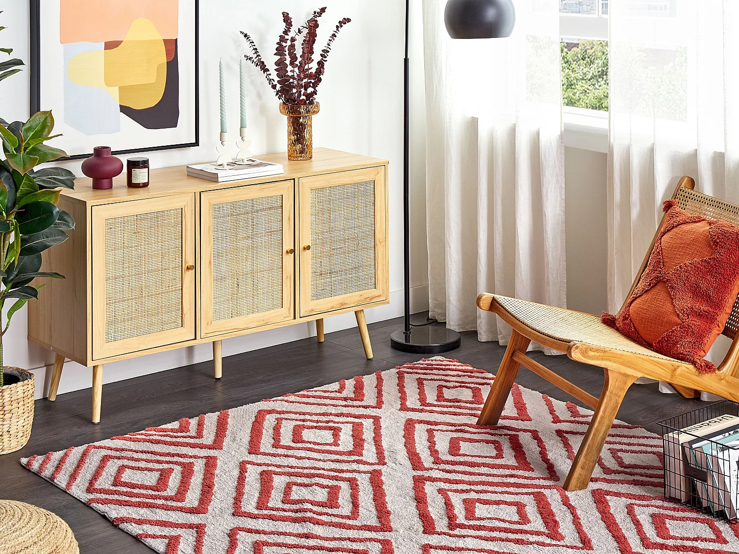 Tapis HASKOY Rouge 160 x 230 cm Coton