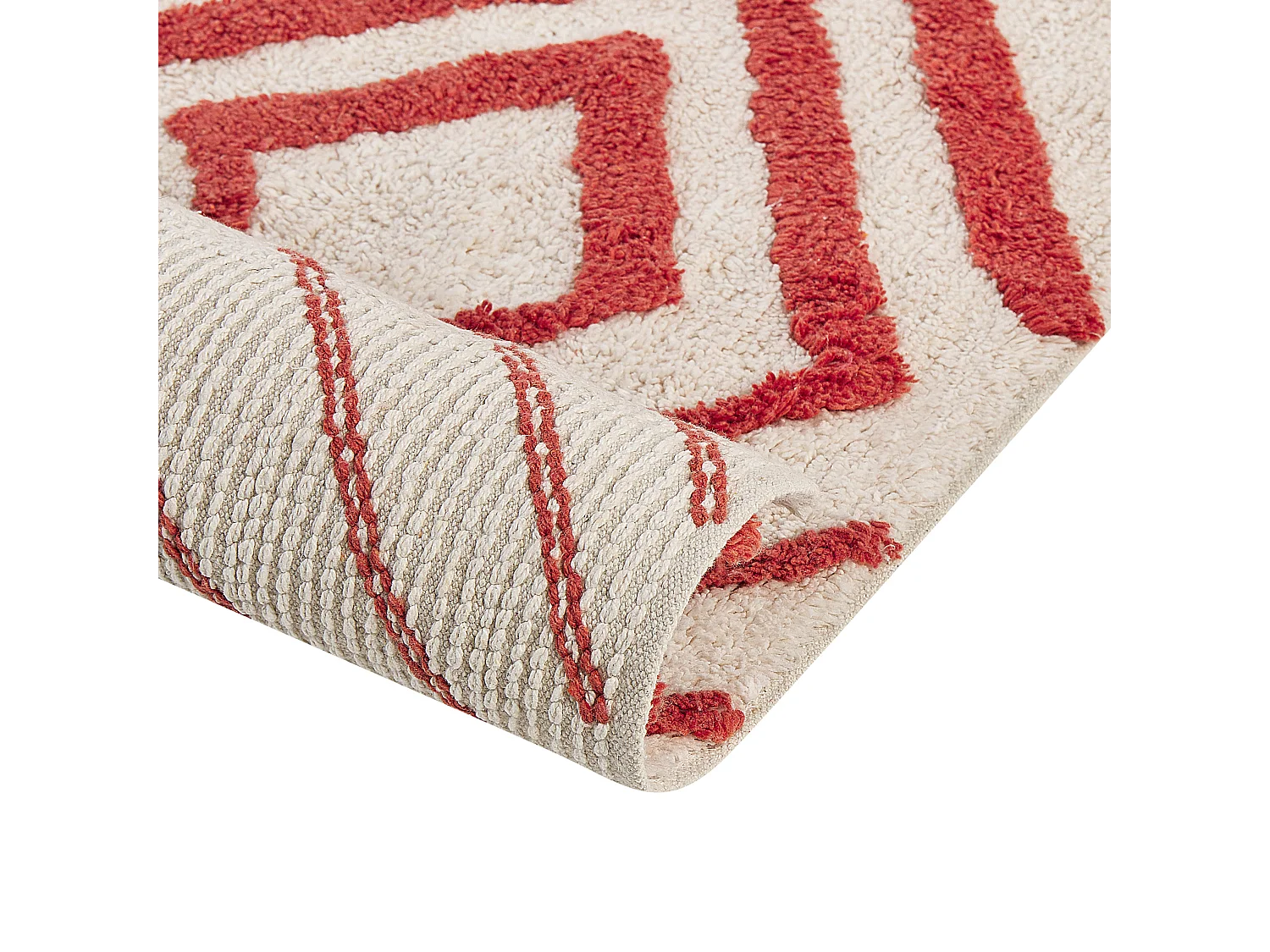 Vloerkleed katoen wit/rood 160 x 230 cm HASKOY