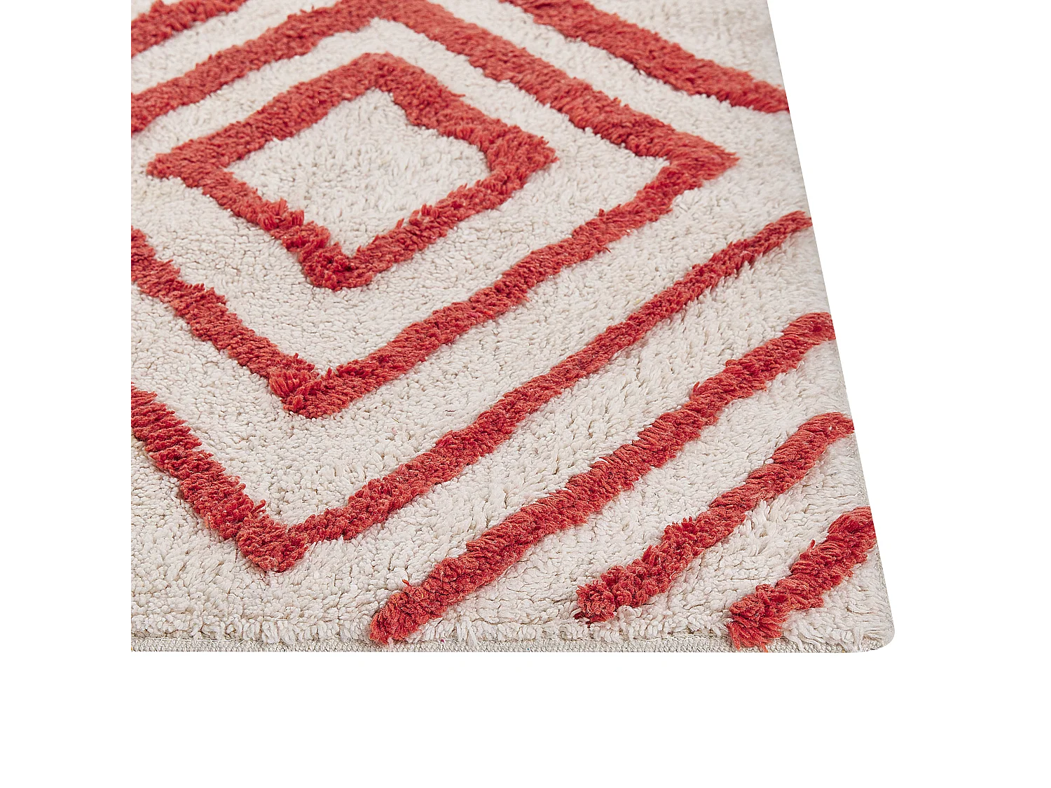 Vloerkleed katoen wit/rood 160 x 230 cm HASKOY