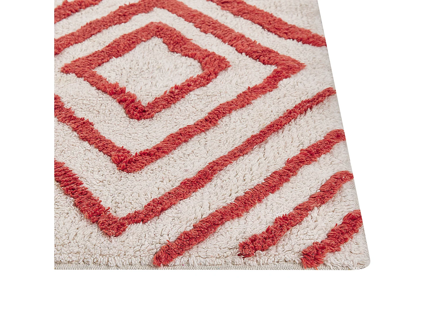 Teppich Baumwolle weiß / rot geometrisches Muster 160 x 230 cm Modern Haskoy