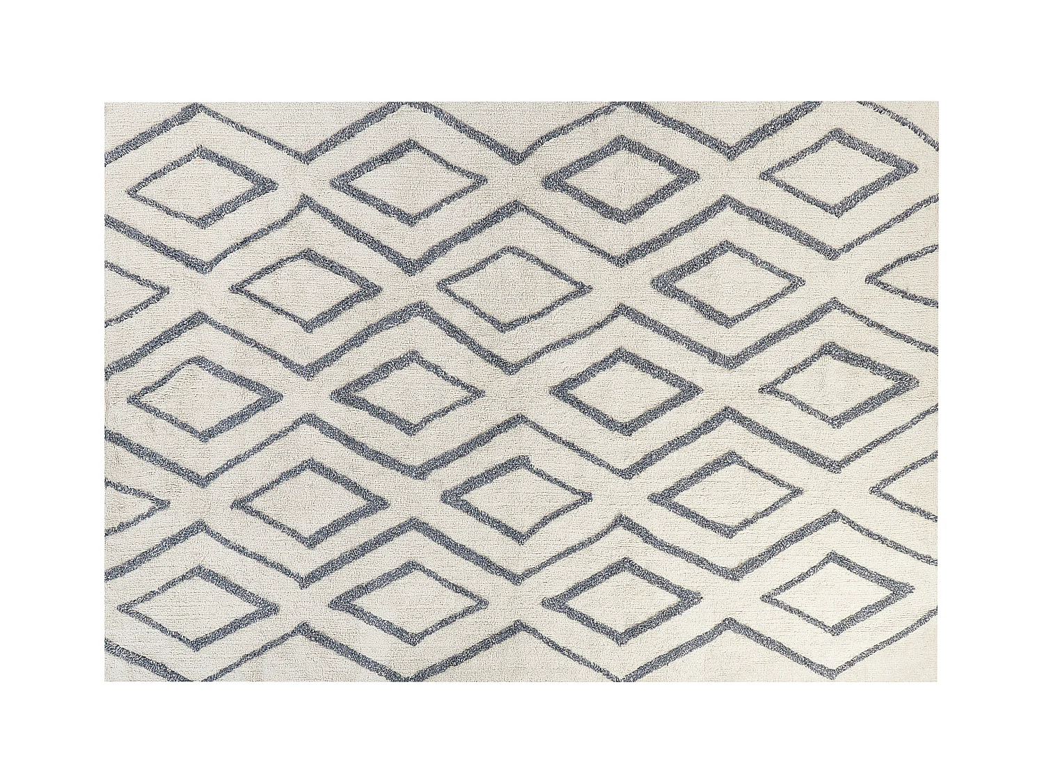 Teppich Baumwolle weiß / blau geometrisches Muster 160 x 230 cm Modern Menderes