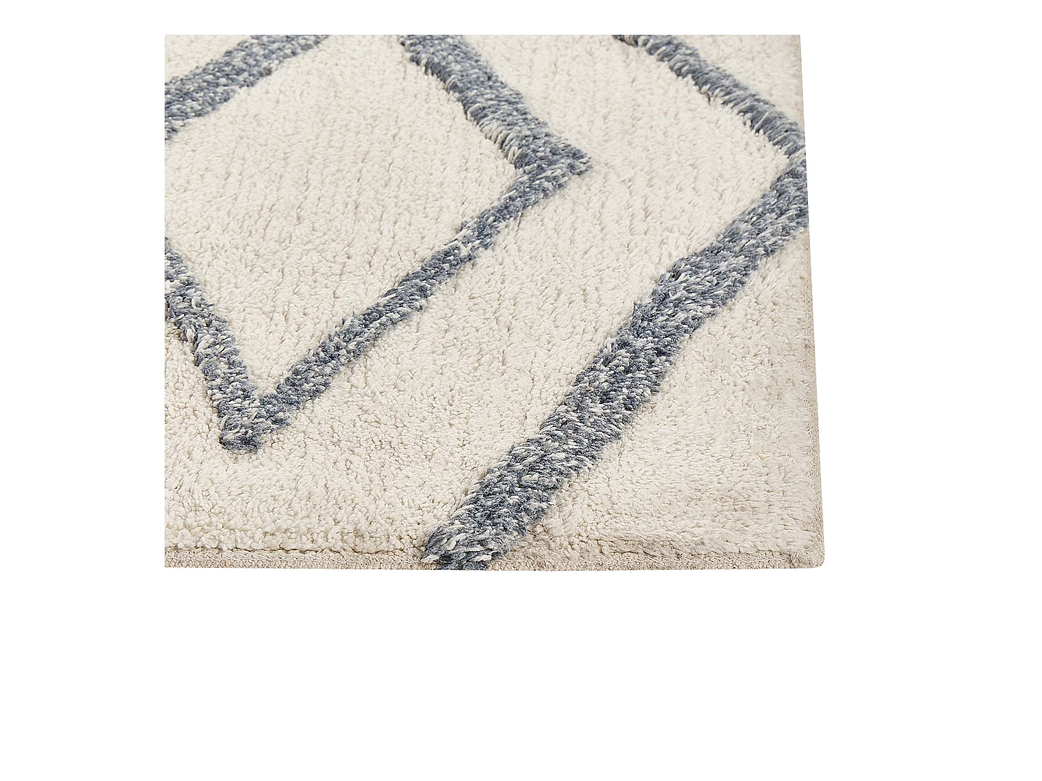 Teppich Baumwolle weiß / blau geometrisches Muster 160 x 230 cm Modern Menderes