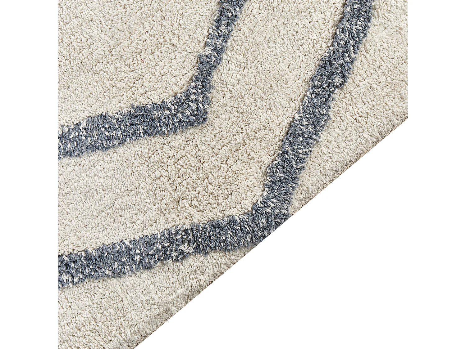 Tapis en coton blanc cassé et bleu 160 x 230 cm MENDERES