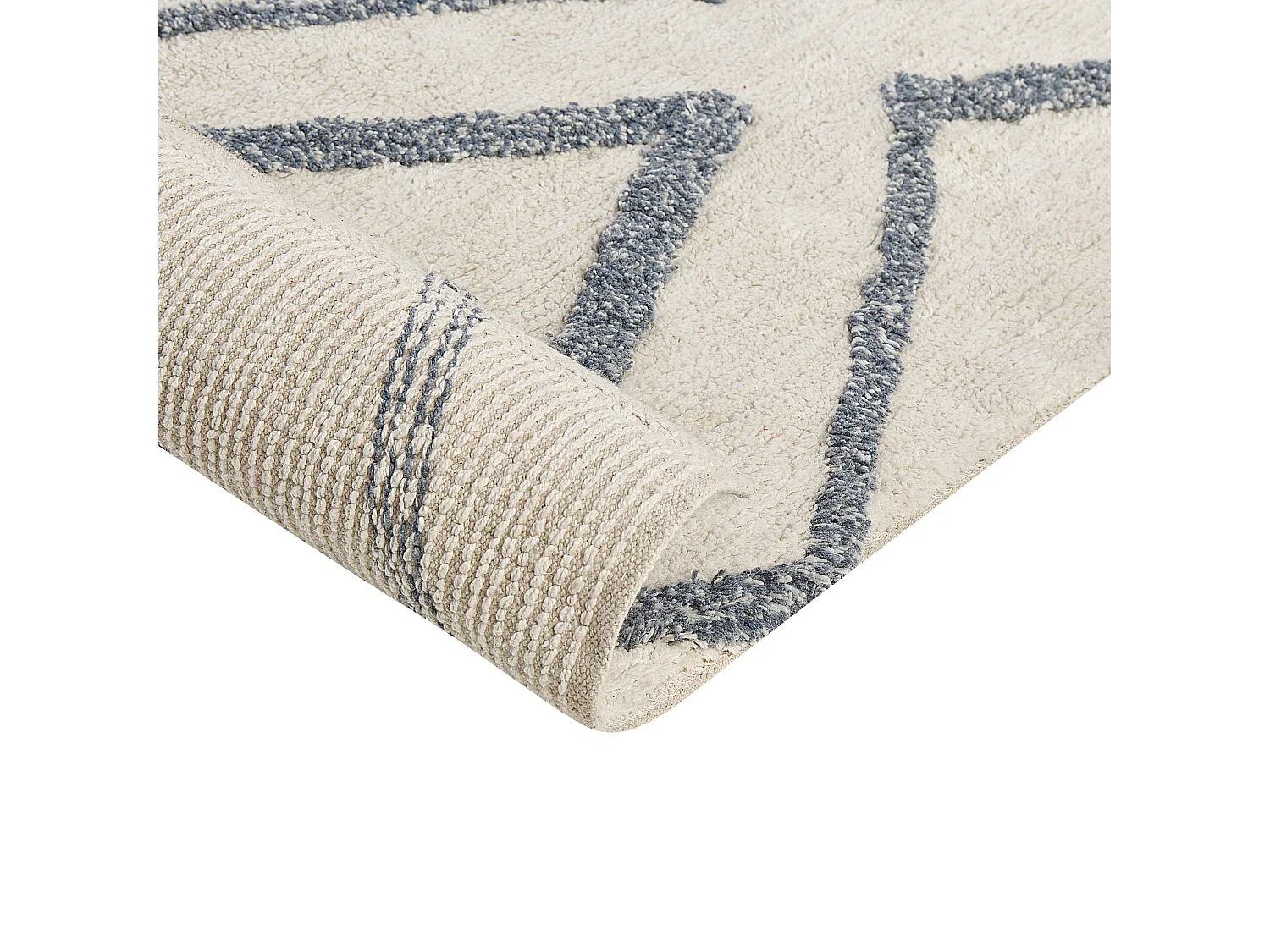 Tapis en coton blanc cassé et bleu 160 x 230 cm MENDERES