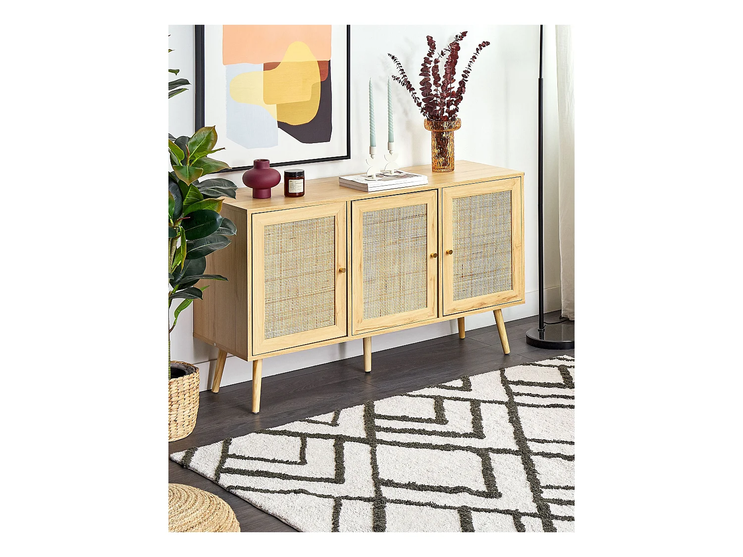 Dywan bawełniany włochacz 160 x 230 cm złamana biel z zielonym YESILKOY