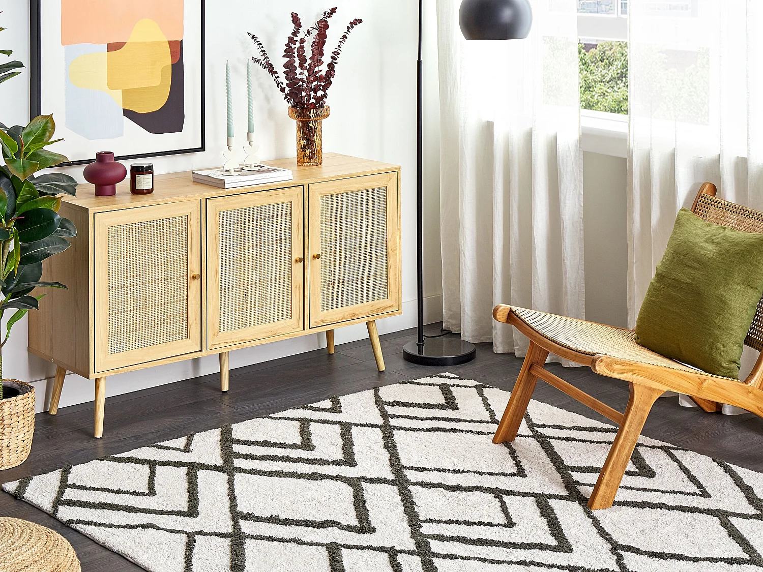 Tappeto cotone bianco e verde 160 x 230 cm YESILKOY