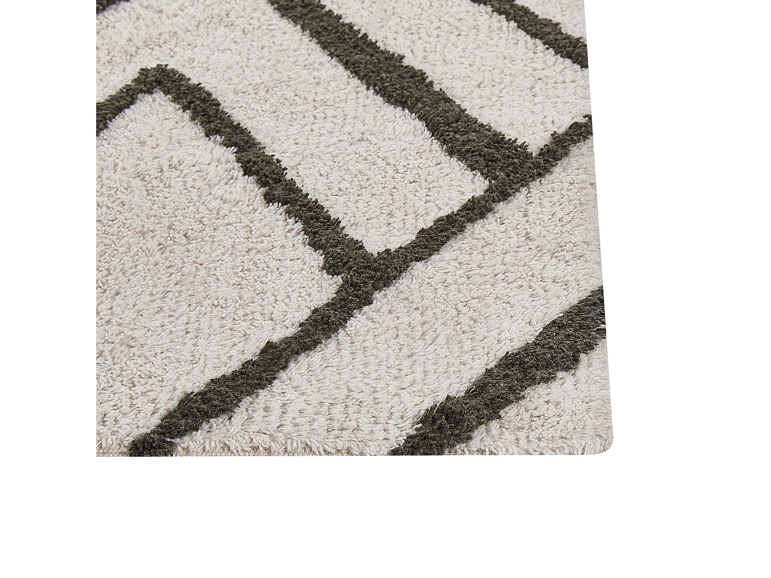 Teppich Baumwolle weiß / grün geometrisches Muster 160 x 230 cm Modern Yesilkoy