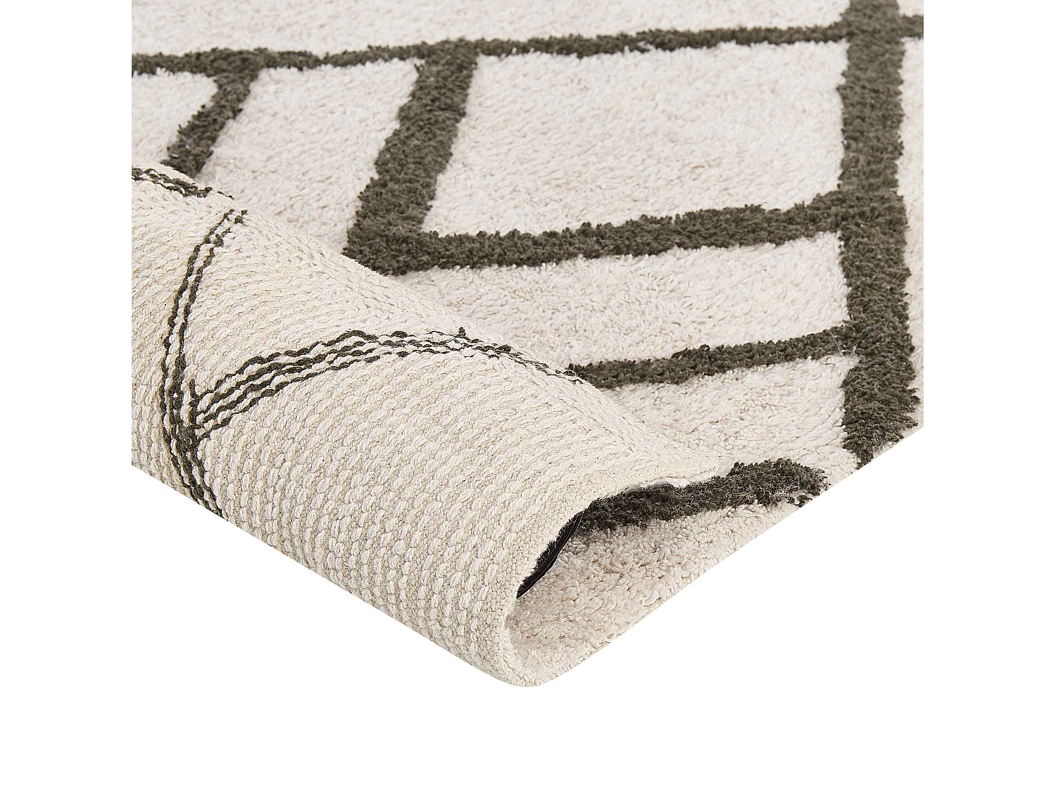 Teppich Baumwolle weiß / grün geometrisches Muster 160 x 230 cm Modern Yesilkoy