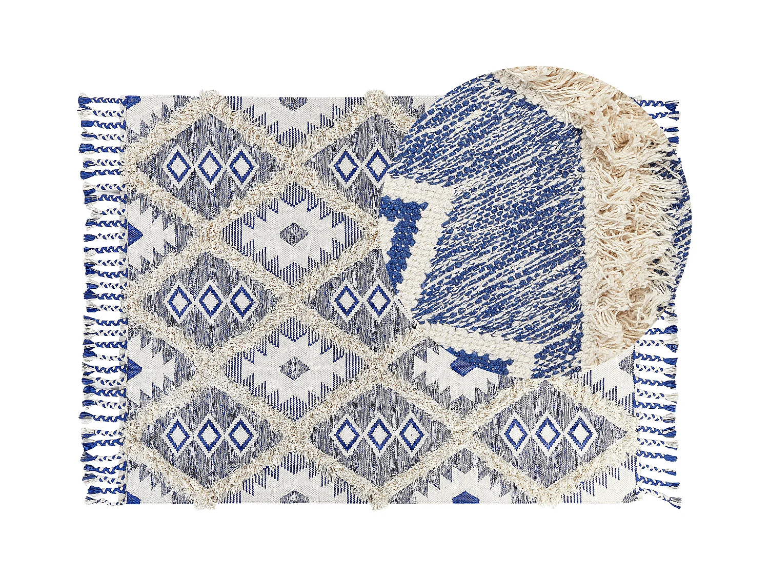 Vloerkleed katoen beige/blauw 140 x 200 cm MANAVGAT