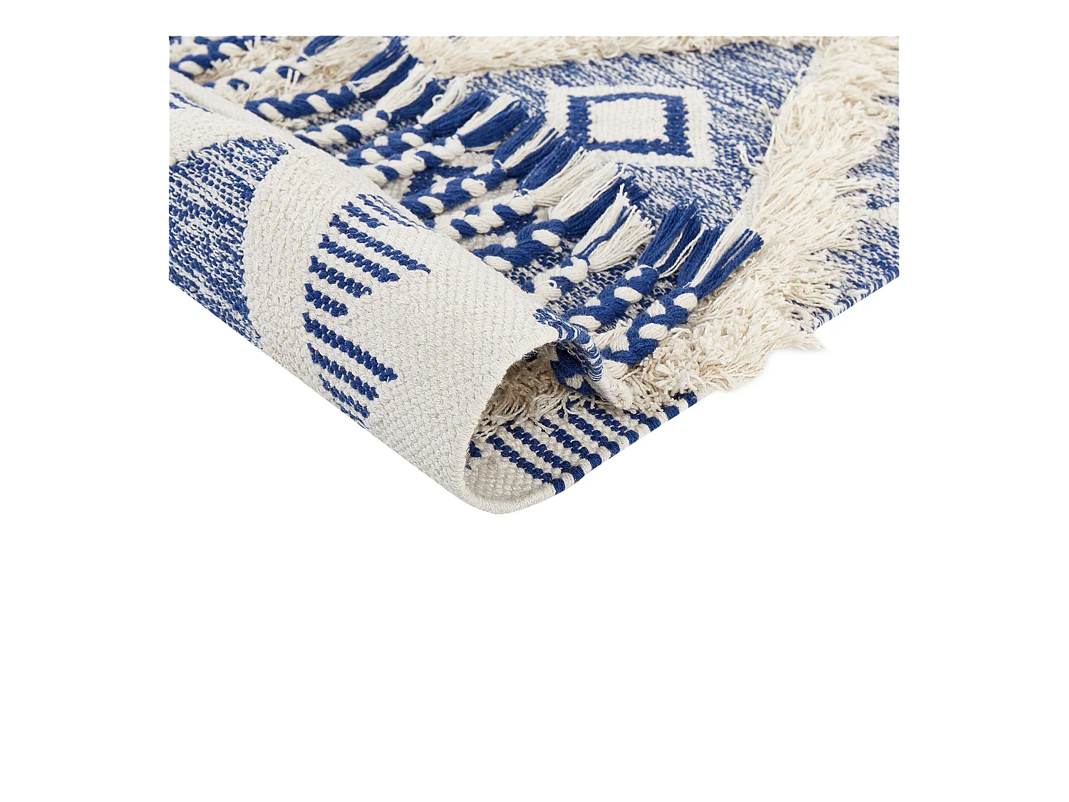 Vloerkleed katoen beige/blauw 140 x 200 cm MANAVGAT