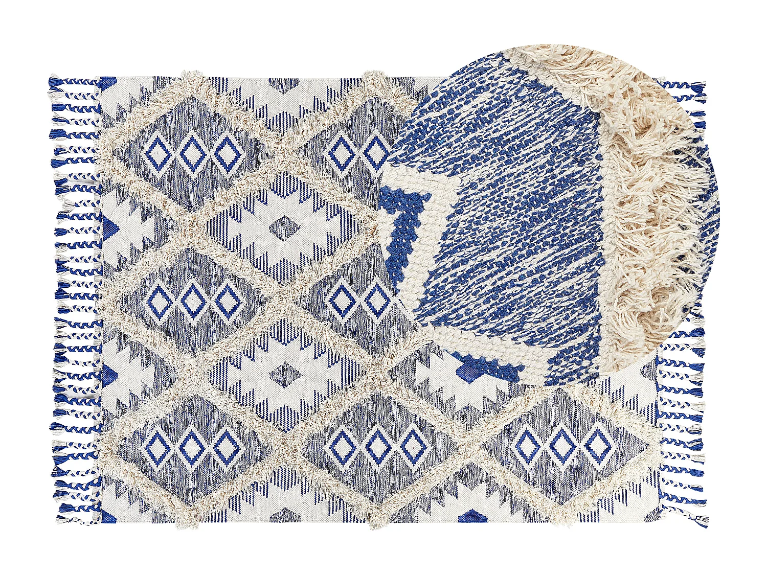 Vloerkleed katoen beige/blauw 140 x 200 cm MANAVGAT