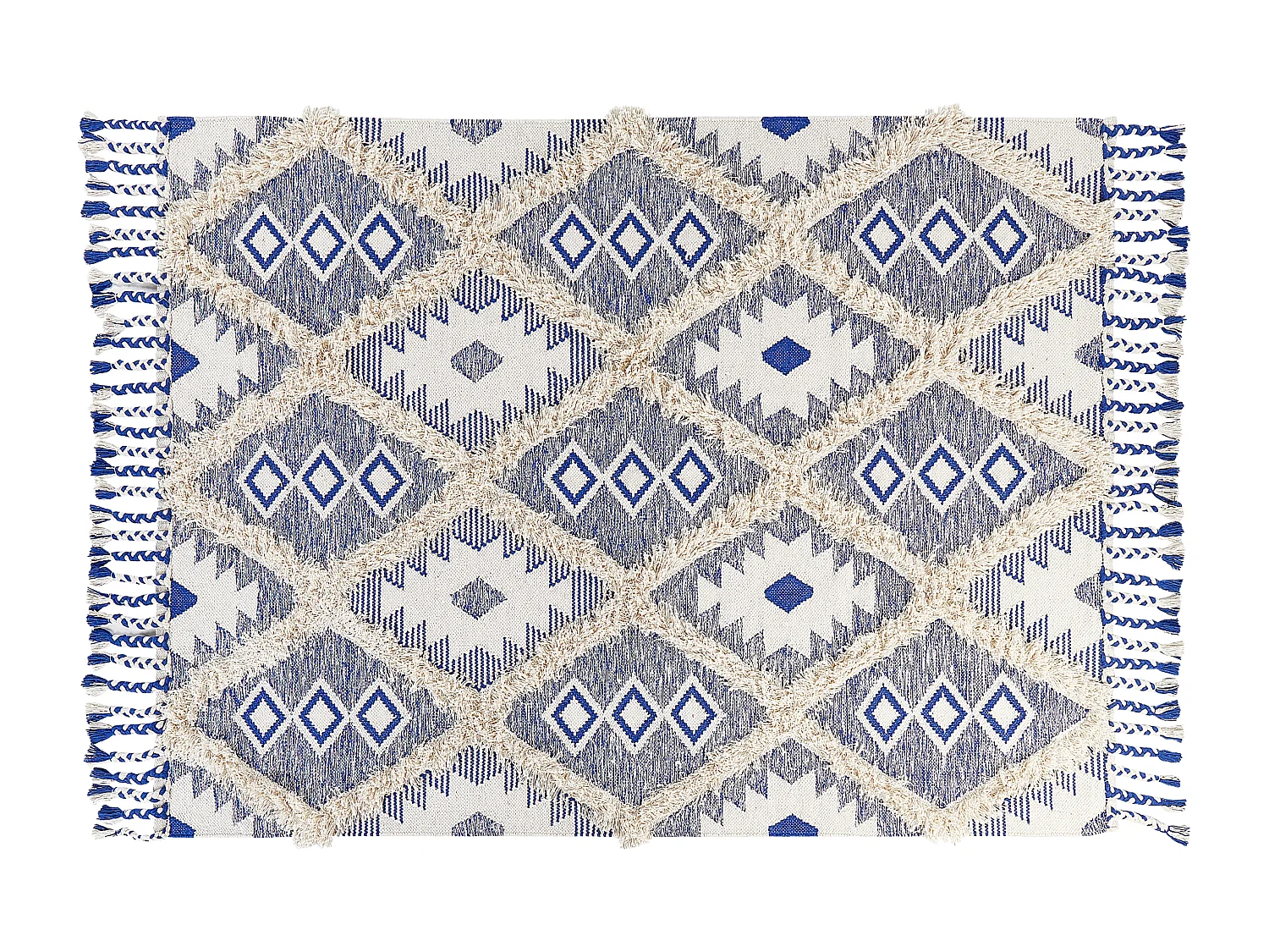 Vloerkleed katoen beige/blauw 140 x 200 cm MANAVGAT