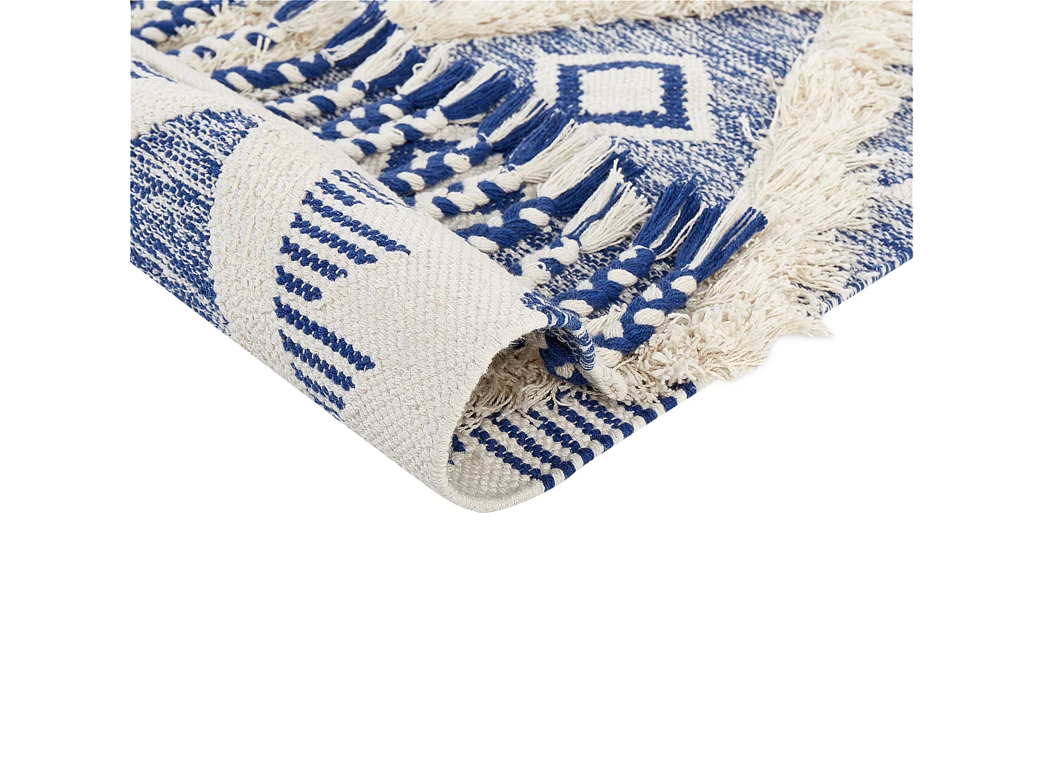 Vloerkleed katoen beige/blauw 140 x 200 cm MANAVGAT