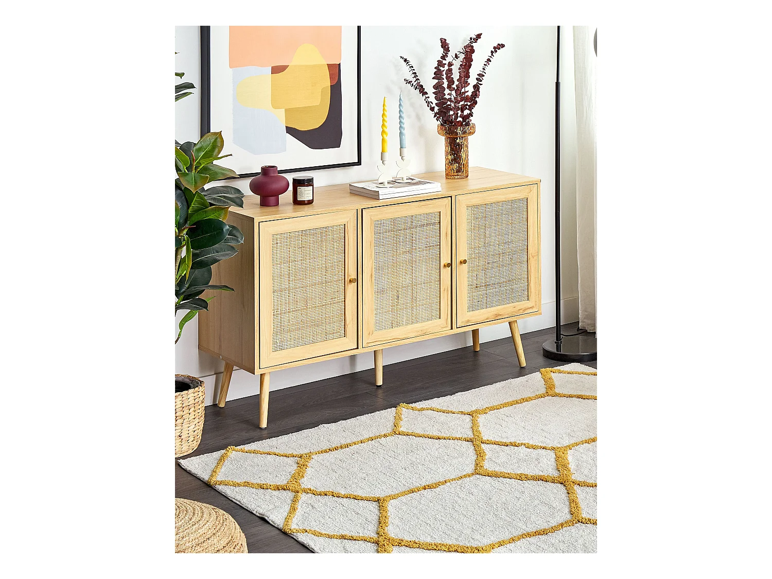 Tappeto cotone bianco e giallo 160 x 230 cm BEYLER