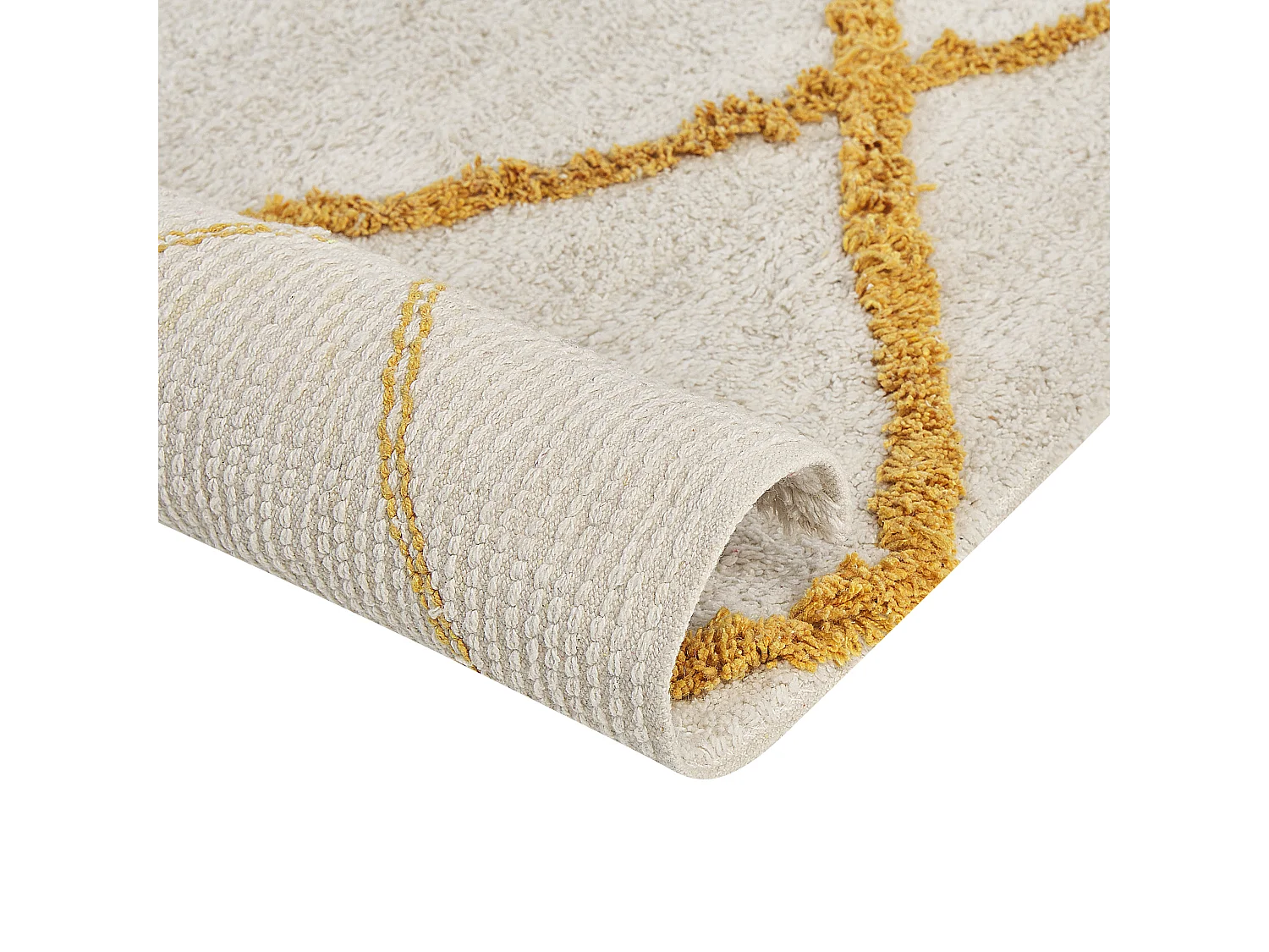 Tapete em algodão branco e amarelo 160 x 230 cm BEYLER