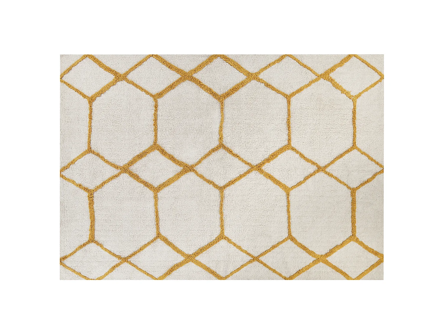 Tapis en coton blanc cassé et jaune 160 x 230 cm BEYLER