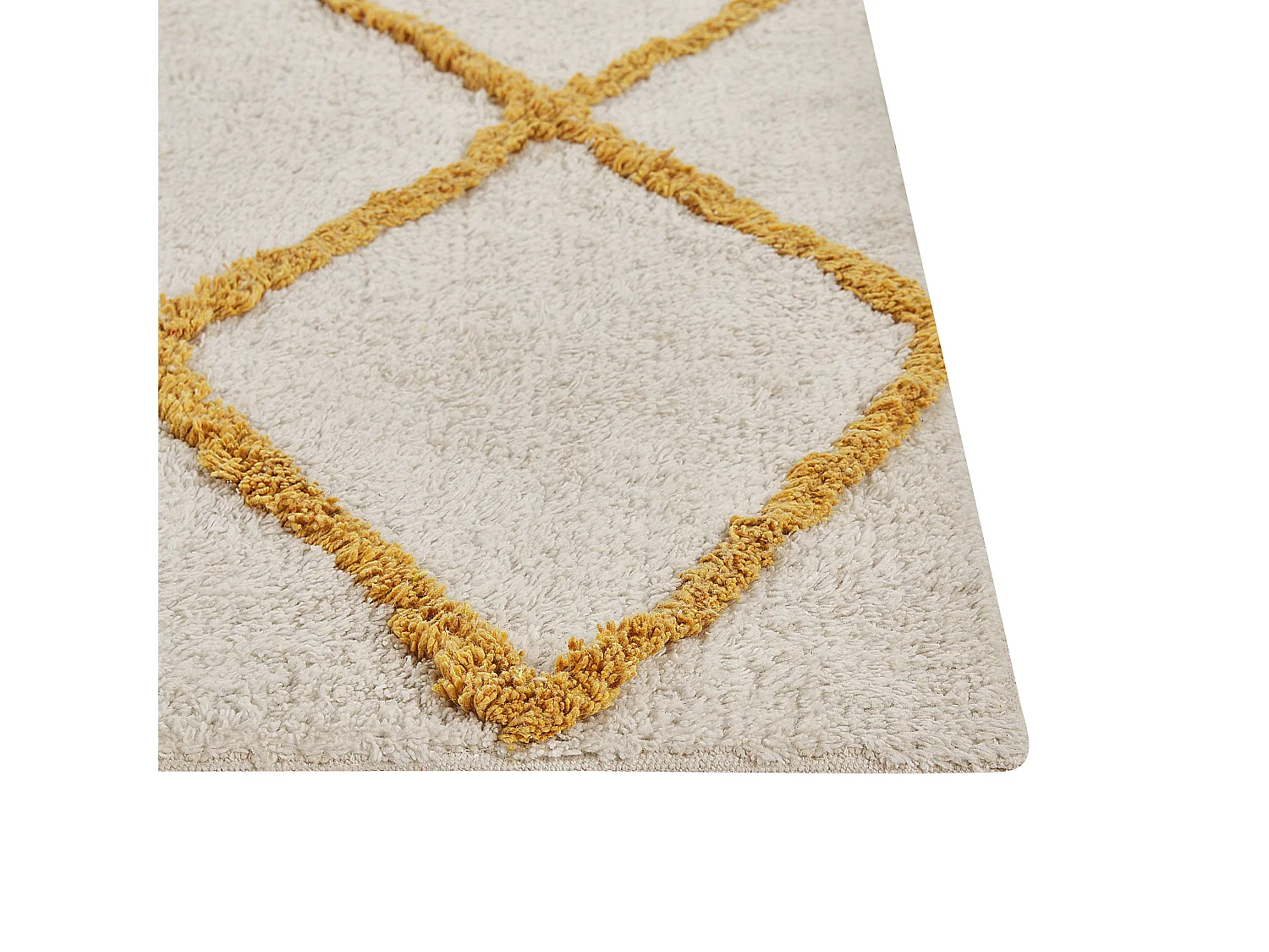 Tapis en coton blanc cassé et jaune 160 x 230 cm BEYLER