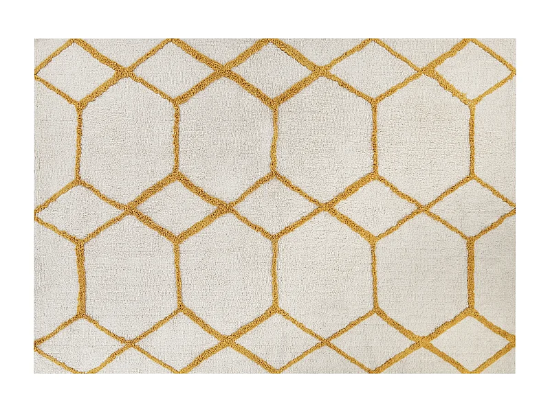 Tappeto cotone bianco e giallo 160 x 230 cm BEYLER