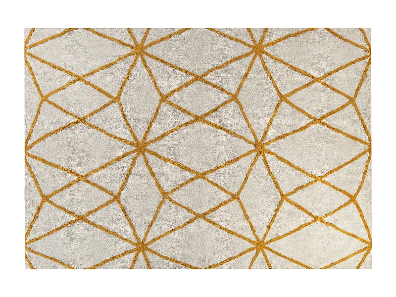 Teppich Baumwolle weiß / gelb geometrisches Muster 160 x 230 cm Modern Marand