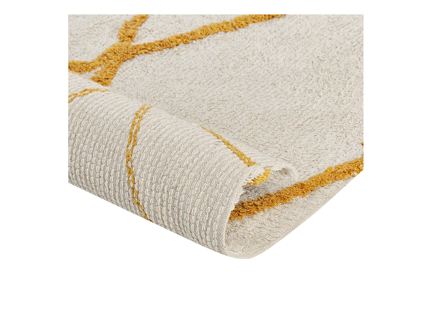 Teppich Baumwolle weiß / gelb geometrisches Muster 160 x 230 cm Modern Marand