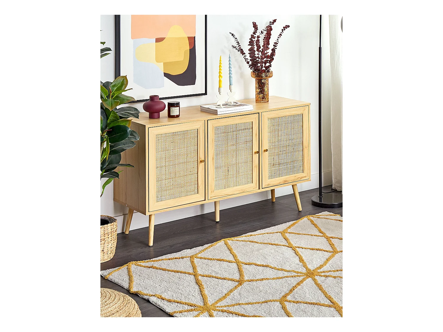 Vloerkleed katoen wit/geel 160 x 230 cm MARAND