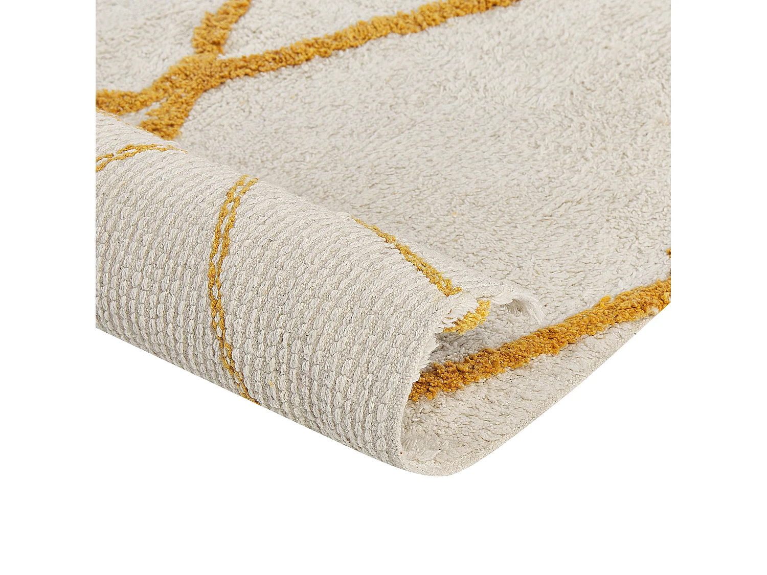 Teppich Baumwolle weiß / gelb geometrisches Muster 160 x 230 cm Modern Marand